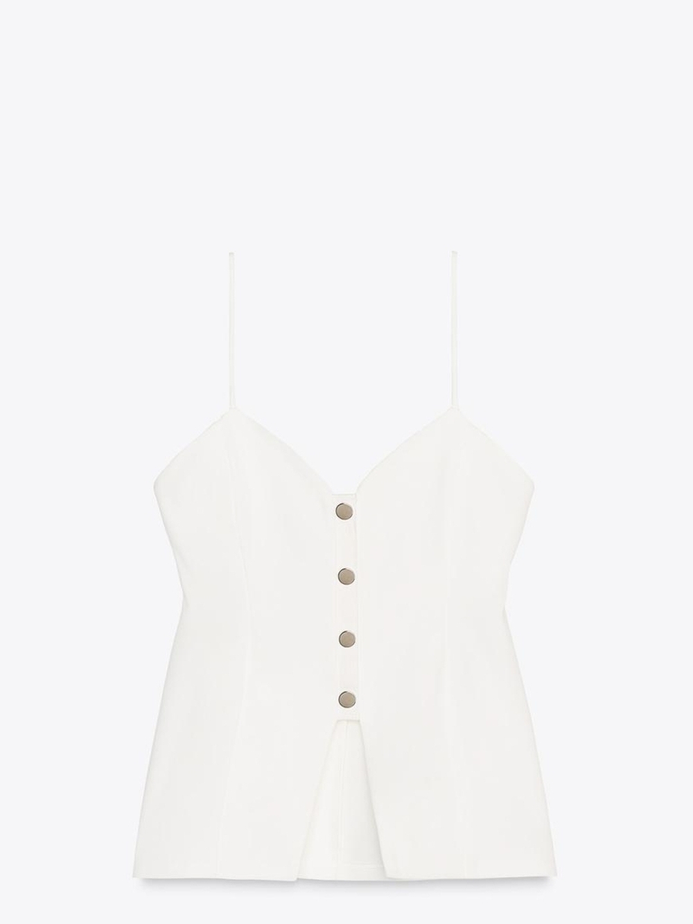 NWT! Zara White Button-Front Spaghetti Strap Top Size Small